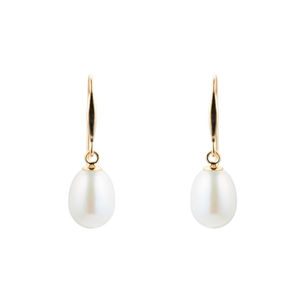 9ct Yellow Gold 7mm Freshwater Pearl Drop Earrings