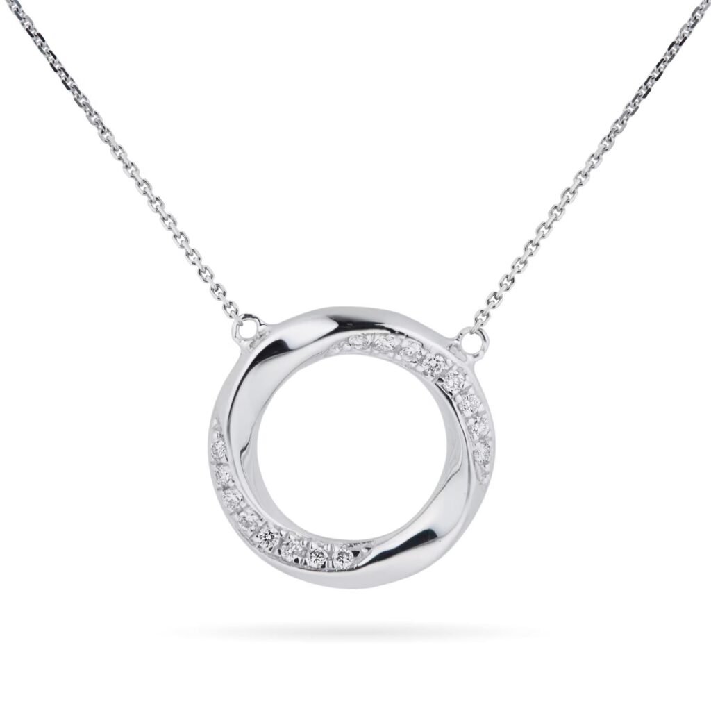 9ct White Gold 0.04 Carat Total Weight Diamond Circle Pendant