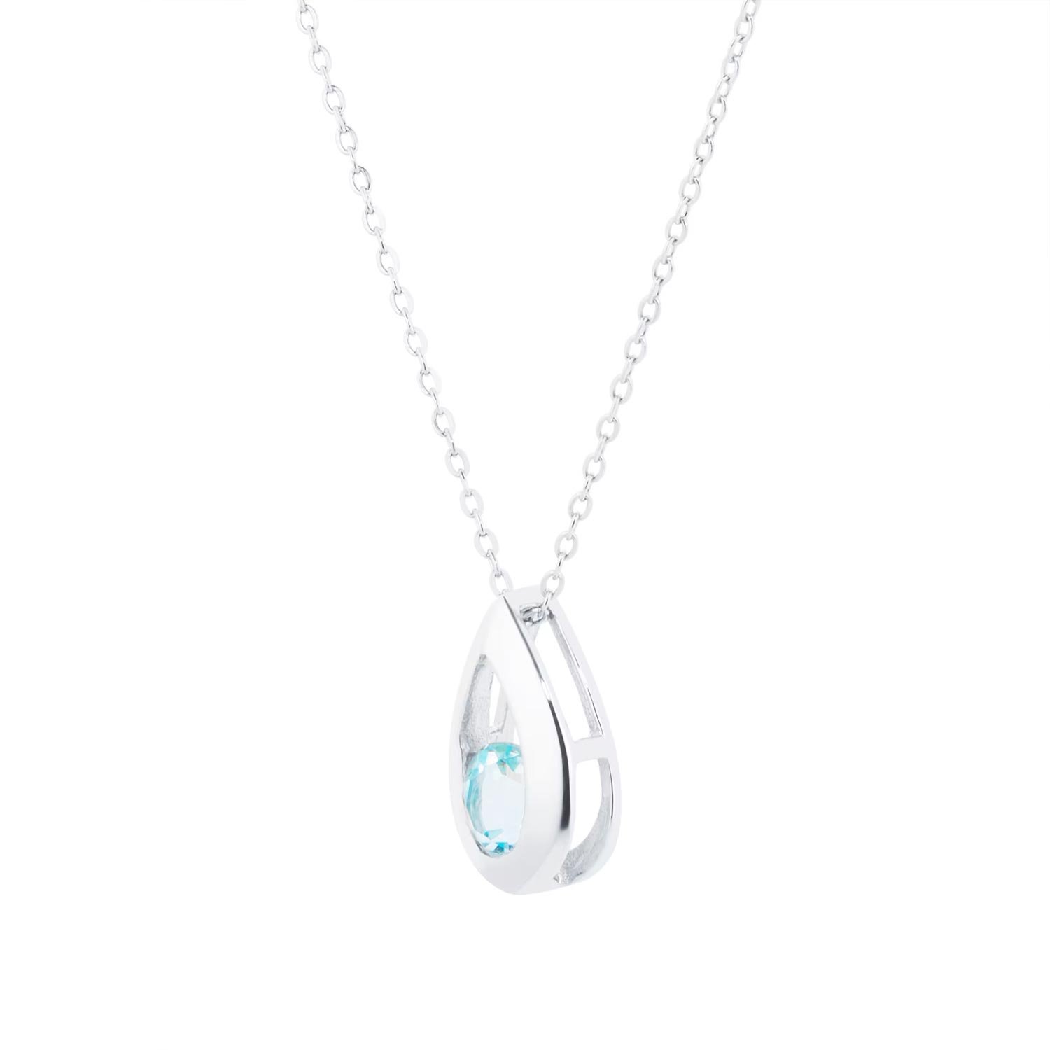9ct White Gold Blue Topaz Teardrop Pendant — изображение 3