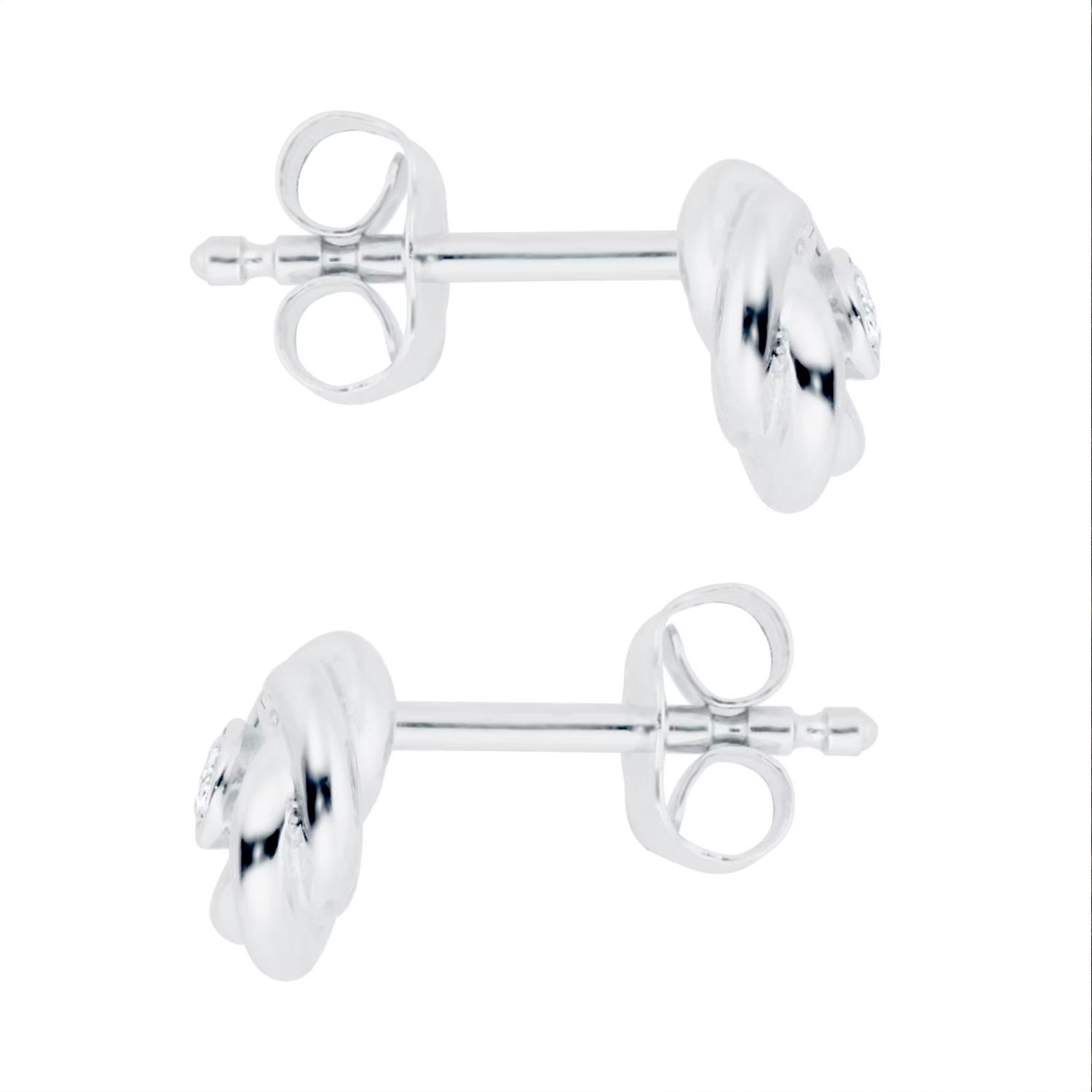 9ct White Gold 0.01cttw Diamond Flower Stud Earrings — изображение 4