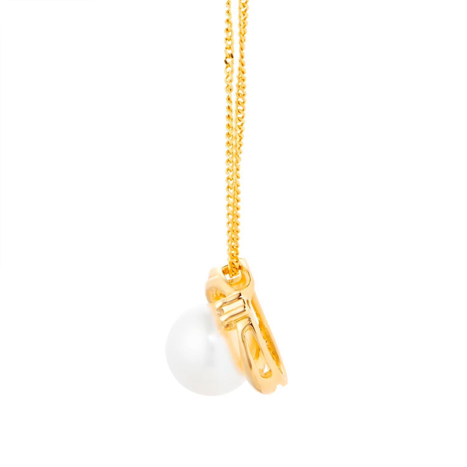 9ct Yellow Gold Pendant With Fresh Water Pearl & 0.02ct Diamond — изображение 3