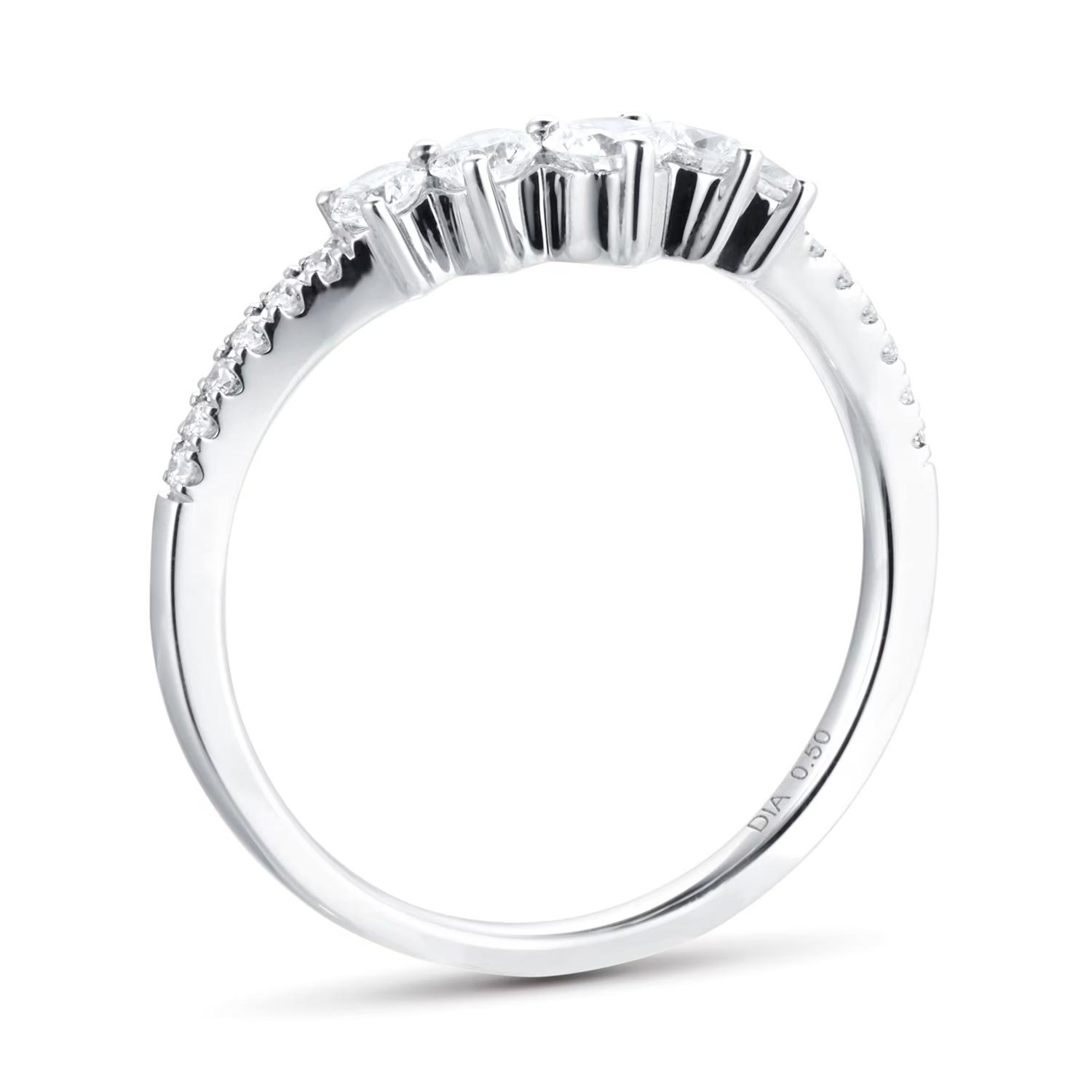18ct White Gold 0.50ct Diamond Curved Wedding Ring — изображение 3