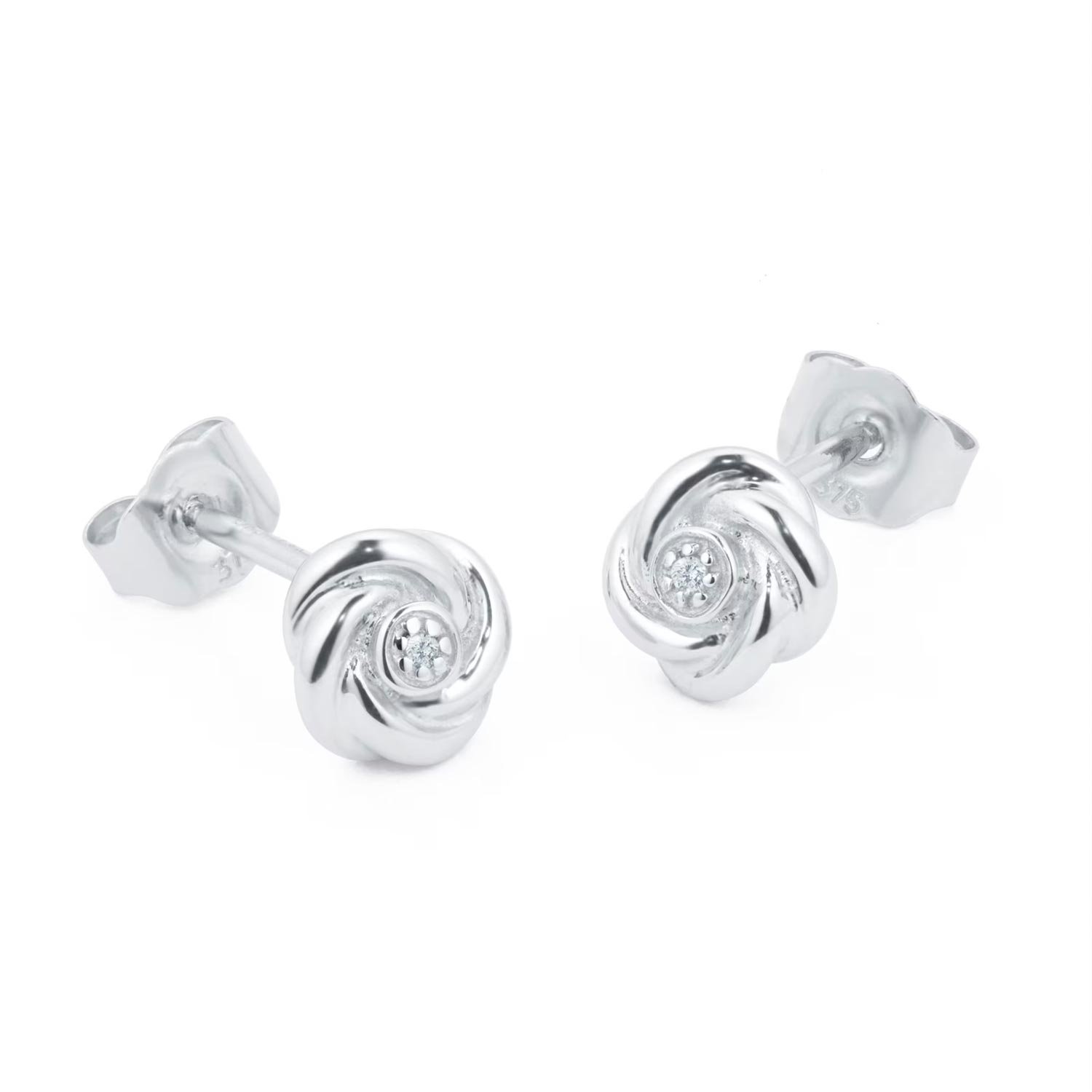 9ct White Gold 0.01cttw Diamond Flower Stud Earrings — изображение 3